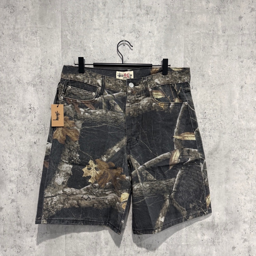 Stussy Big Ol Jean Shorts Realtree Edge Camo Mens Denim Shorts New